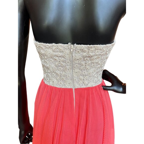 Gold Crochet & Peach Chiffon Short Dress - Picture 4 of 5